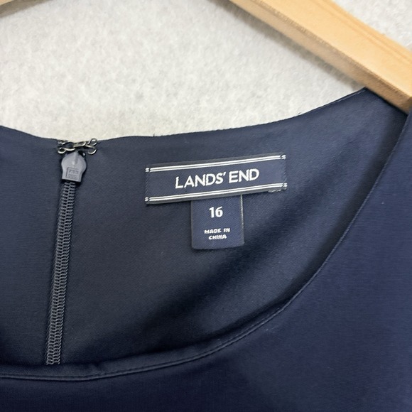 Lands End Womens Shift Career Dress Size 16 Navy Corporate Business Pockets - Picture 6 of 7